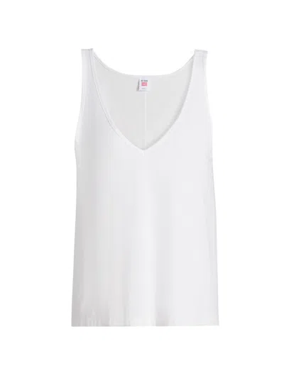 Re/done Women's Slim V-neck Tank In White