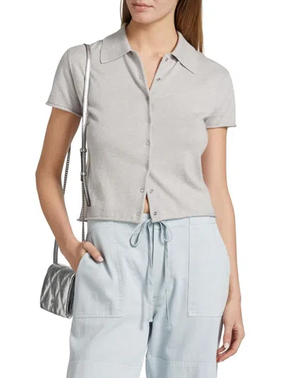 Re/done Women's The Conway Cotton-blend Polo Shirt In Gray