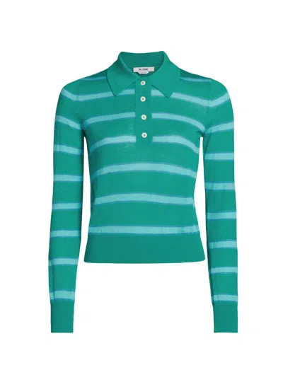 Re/done Women's The Memphis Striped Wool-blend Polo Shirt In Multi