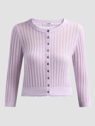 Re/done Women's The Veil Pointelle Cardigan In Purple