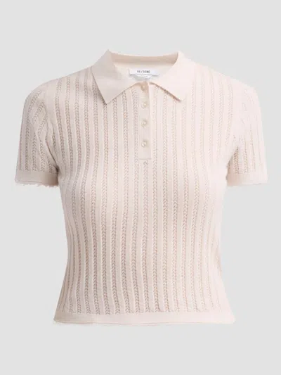Re/done Women's The Veil Pointelle Polo In Neutral