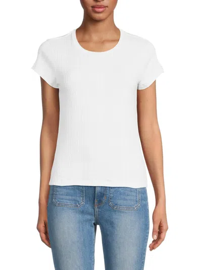 Re/done Women's Varigated Stripe Slim T-shirt In White
