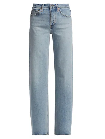 Re/done Women's Washed Denim Mid-rise Wide-leg Jeans In Blue