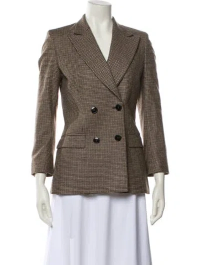 Pre-owned Re/done Wool Houndstooth Print Blazer In Brown