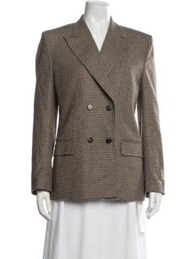 Pre-owned Re/done Wool Houndstooth Print Blazer In Brown