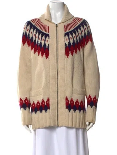 Pre-owned Re/done Wool Patterned Sweater In White