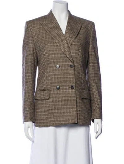 Pre-owned Re/done Wool Plaid Print Blazer In Brown