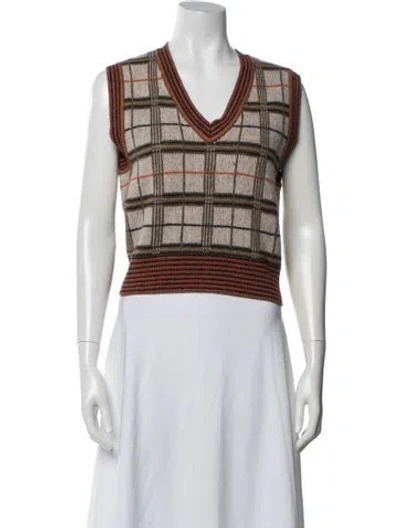 Pre-owned Re/done Wool Plaid Print Sweater In Gray
