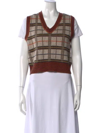 Pre-owned Re/done Wool Plaid Print Sweater In Orange