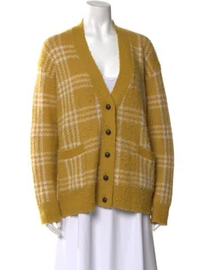 Pre-owned Re/done Wool Plaid Print Sweater W/ Tags In Yellow