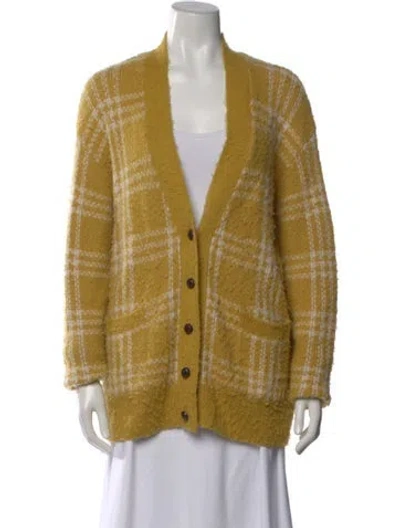 Pre-owned Re/done Wool Plaid Print Sweater In Yellow