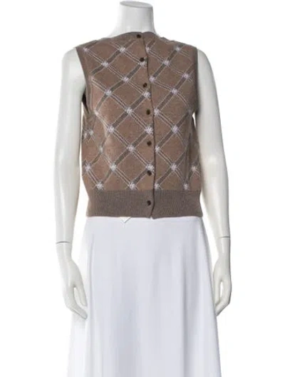 Pre-owned Re/done Wool Plaid Print Top In Brown/neutrals