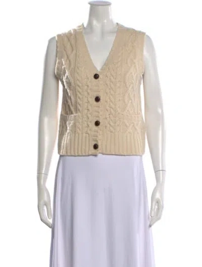 Pre-owned Re/done Wool Plunge Neckline Sweater In Neutral
