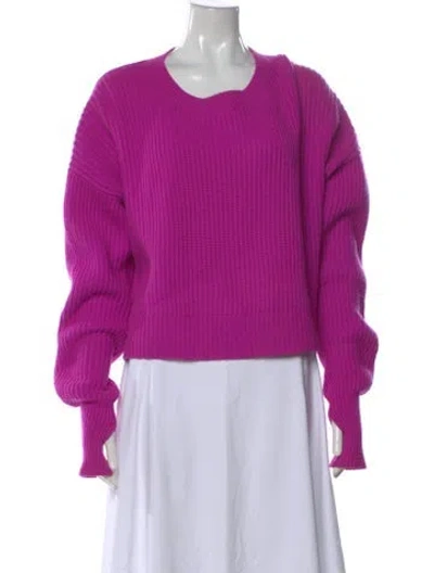 Pre-owned Re/done Wool Scoop Neck Sweater In Purple