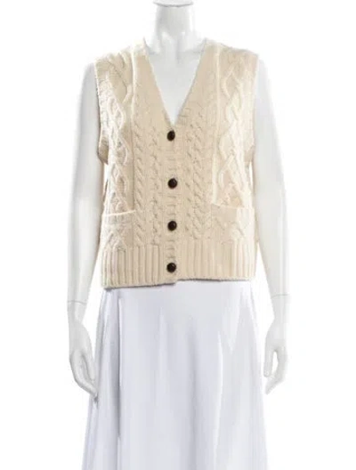 Pre-owned Re/done Wool V-neck Sweater In Neutral