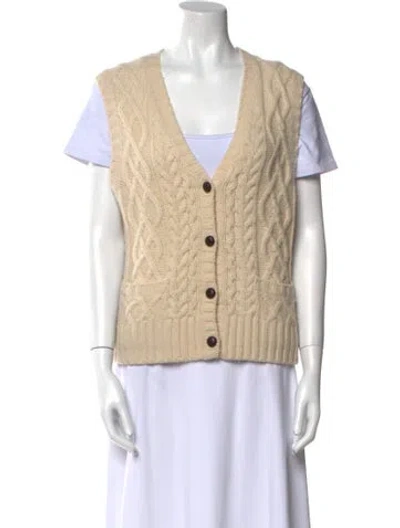 Pre-owned Re/done Wool V-neck Sweater In Neutral