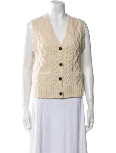 Pre-owned Re/done Wool V-neck Sweater In Neutral
