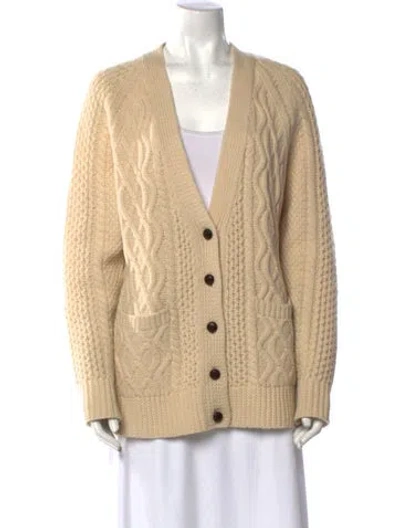 Pre-owned Re/done Wool V-neck Sweater In Neutral