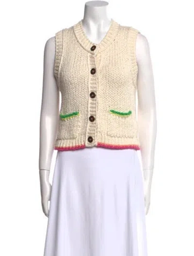 Pre-owned Re/done Wool V-neck Sweater In Neutral