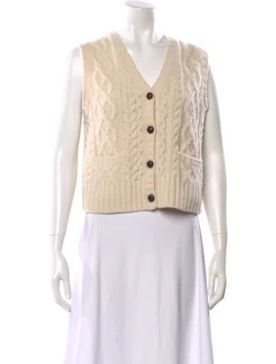 Pre-owned Re/done Wool V-neck Sweater In Neutral