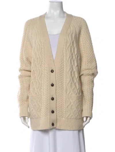 Pre-owned Re/done Wool V-neck Sweater In Neutral