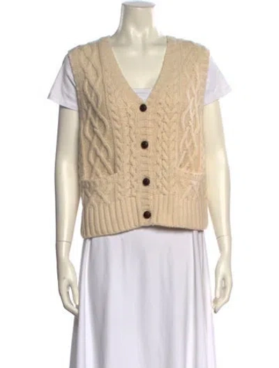 Pre-owned Re/done Wool V-neck Sweater W/ Tags In Neutral