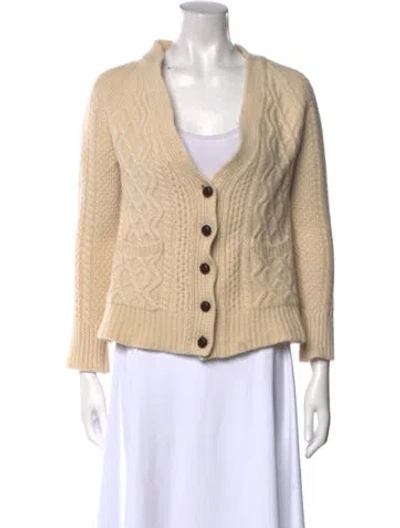 Pre-owned Re/done Wool V-neck Sweater In White