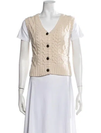 Pre-owned Re/done Wool V-neck Sweater In White