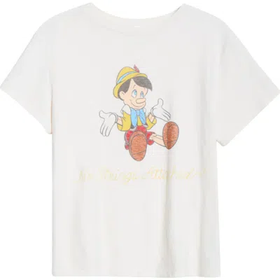 Re/done X Disney Classic 'pinocchio' Graphic T-shirt In White