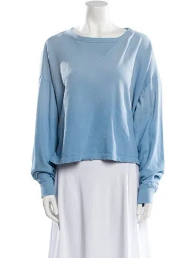 Pre-owned Re/done X Hanes Bateau Neckline Long Sleeve Sweatshirt W/ Tags In Blue