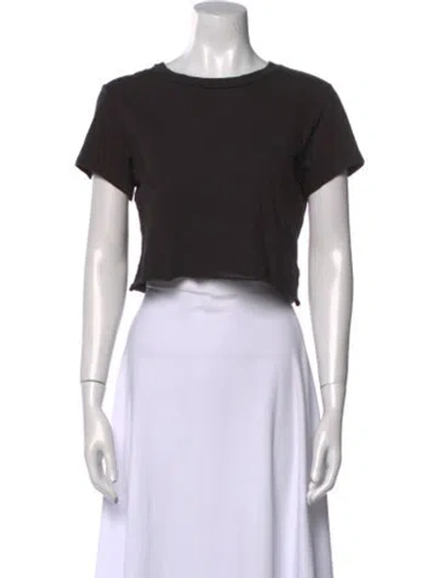 Pre-owned Re/done X Hanes Bateau Neckline Short Sleeve Crop Top In Black