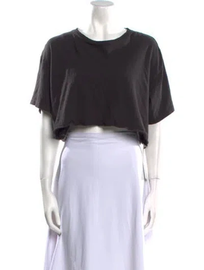 Pre-owned Re/done X Hanes Bateau Neckline Short Sleeve Crop Top In Black