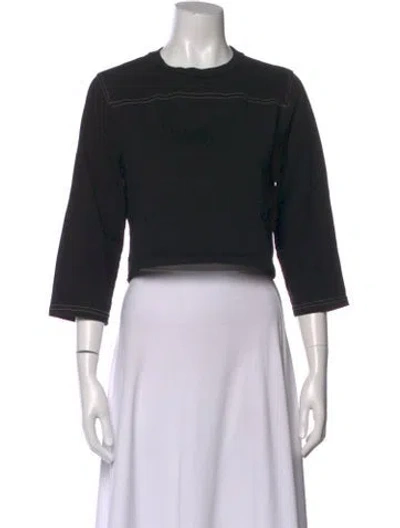 Pre-owned Re/done X Hanes Bateau Neckline Three-quarter Sleeve Crop Top In Black