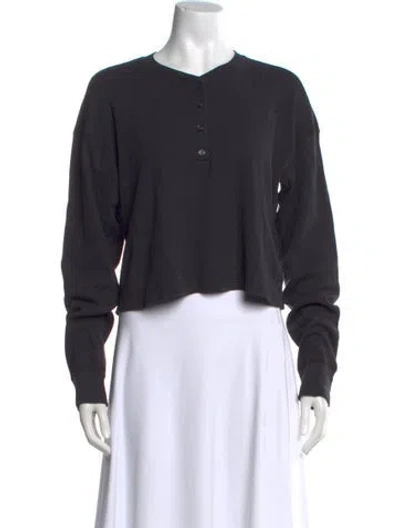 Pre-owned Re/done X Hanes Crew Neck Long Sleeve Crop Top In Black