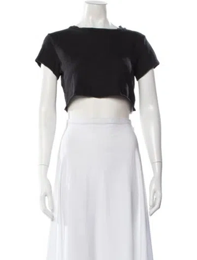 Pre-owned Re/done X Hanes Crew Neck Short Sleeve Crop Top In Black