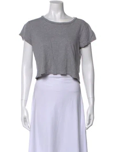 Pre-owned Re/done X Hanes Crew Neck Short Sleeve Crop Top In Gray