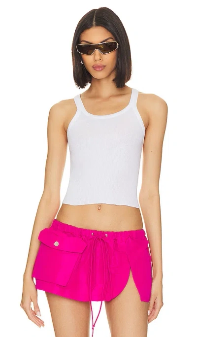 Re/done X Hanes Cropped Rib Tank In Optic White
