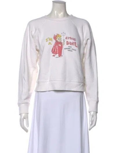 Pre-owned Re/done X Hanes Graphic Print Crew Neck Sweatshirt In White