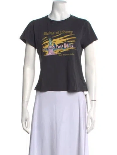 Pre-owned Re/done X Hanes Graphic Print Crew Neck T-shirt In Gray