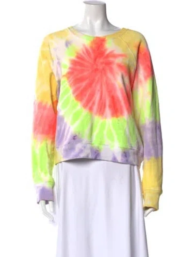Pre-owned Re/done X Hanes Neon Spiral Dye Classic Raglan Crewneck Tie-dye Print Sweatshirt In Orange