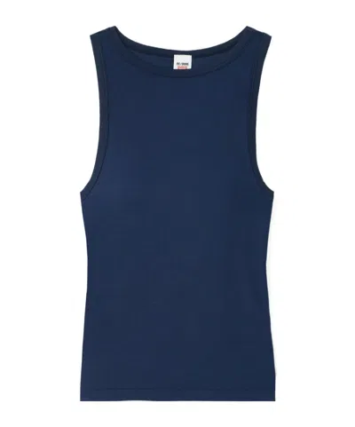 Re/done X Hanes Ribbed Stretch-modal Tank In Blue
