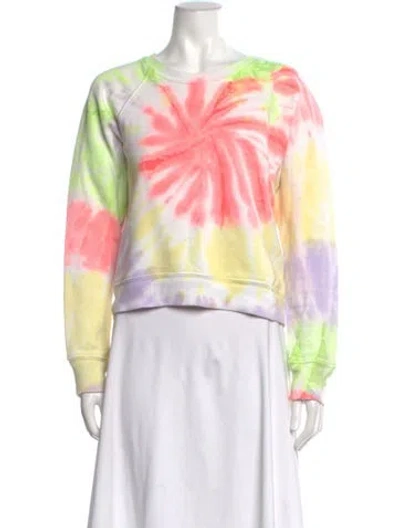 Pre-owned Re/done X Hanes Tie-dye Print Crew Neck Sweatshirt In Yellow