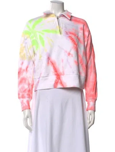 Pre-owned Re/done X Hanes Tie-dye Print Long Sleeve Crop Top In White