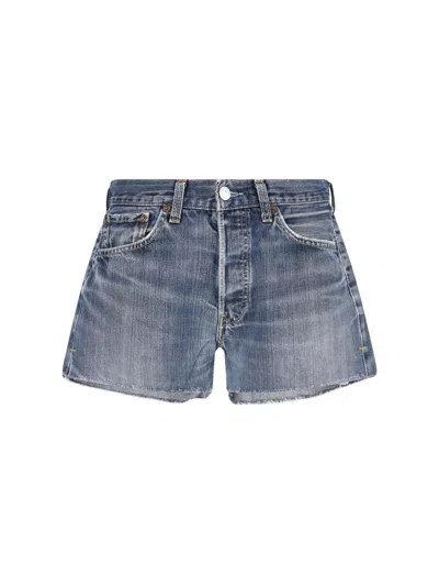 Re/done Straight Shorts Belt Loops Back Pockets In Blue
