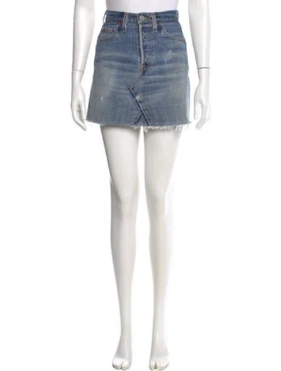 Pre-owned Re/done X Levi's Distressed Accents Mini Skirt In Blue