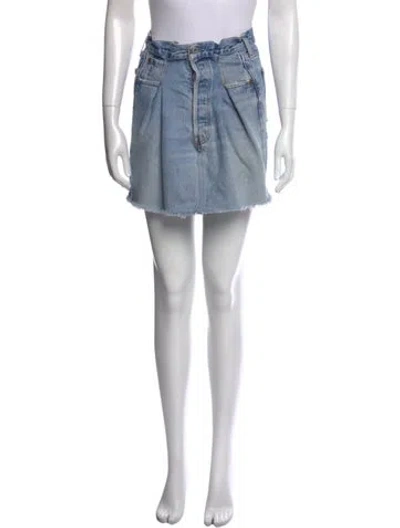 Pre-owned Re/done X Levi's Distressed Accents Mini Skirt In Blue