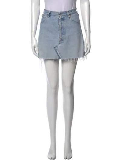 Pre-owned Re/done X Levi's Distressed Accents Mini Skirt In Blue