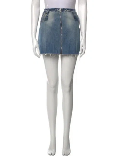 Pre-owned Re/done X Levi's Distressed Accents Mini Skirt In Blue