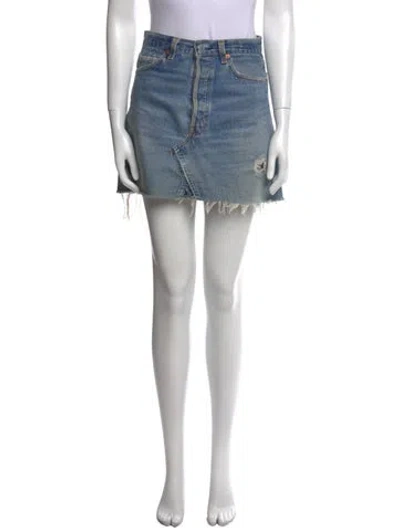 Pre-owned Re/done X Levi's Distressed Accents Mini Skirt In Blue