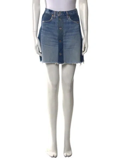 Pre-owned Re/done X Levi's Distressed Accents Mini Skirt In Blue